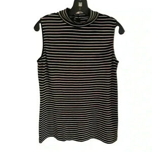 Lafayette 148 women’s silk sleeveless black & white stripe top size M